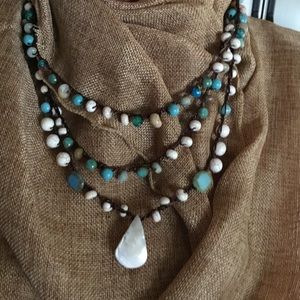 Hand made crocheted 3 strand necklace